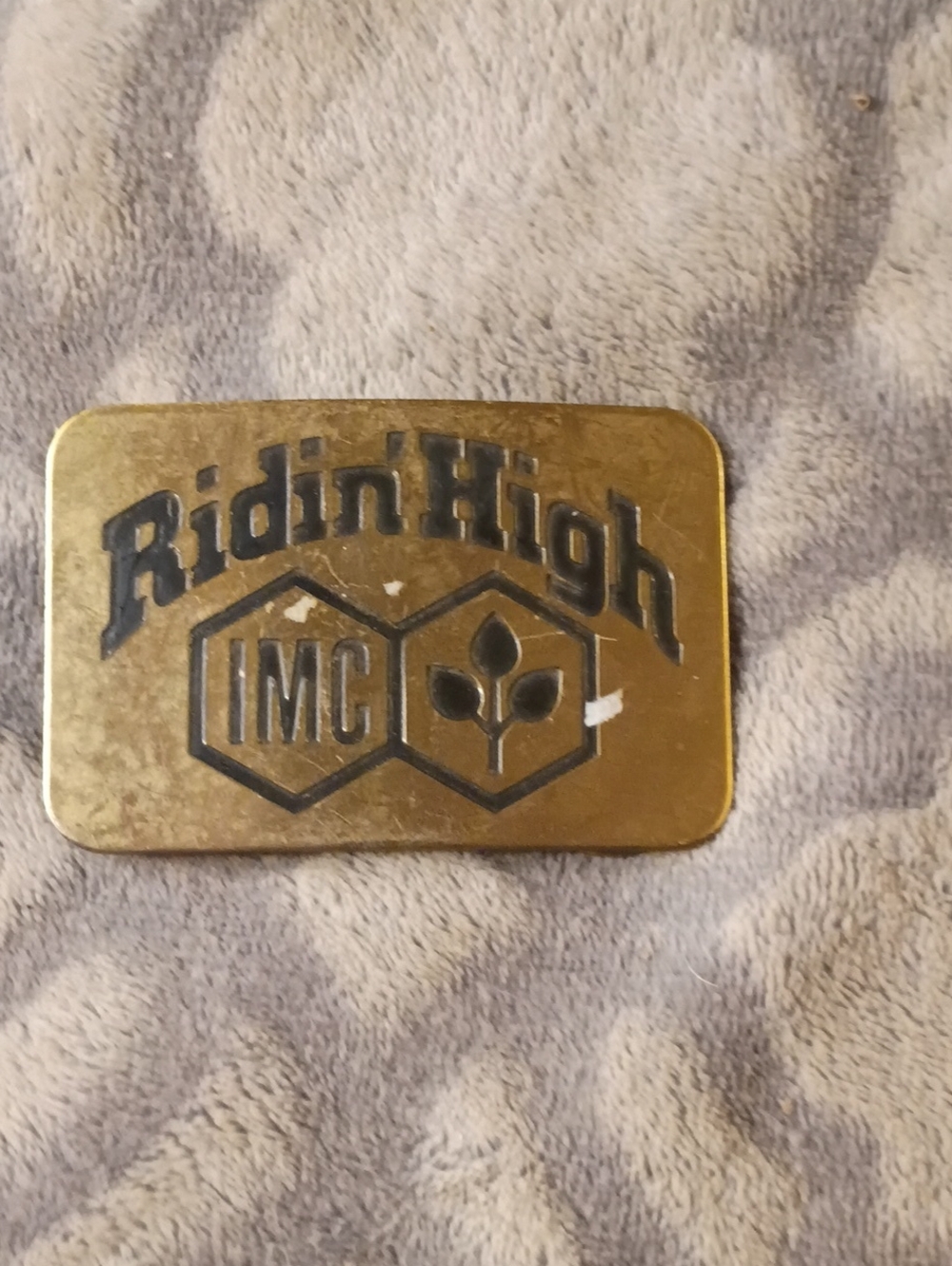 Imc Farm And Seed Logo Rindin High Brass Belt Buckle